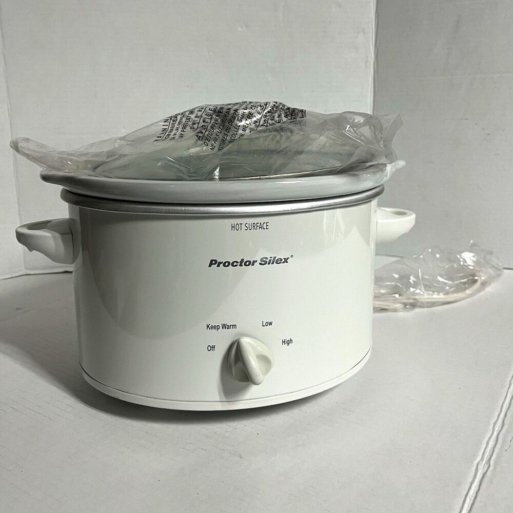 Proctor Silex 3L White Slow Cooker 4-Setting 205W 120V Keep Warm w/ Lid